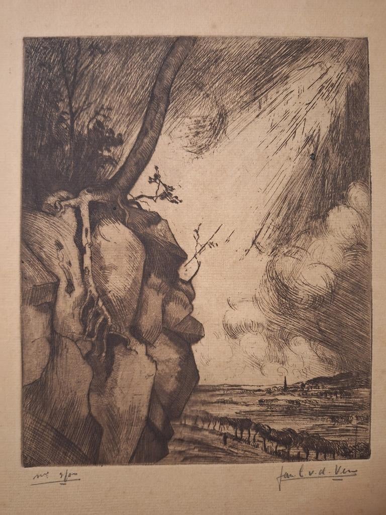Ets Zonlicht - Jan van der Ven, Ophalen of Verzenden