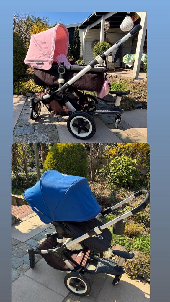 Bugaboo Buffalo met roze en blauwe kap, Ophalen, Gebruikt, Verstelbare duwstang, Bugaboo
