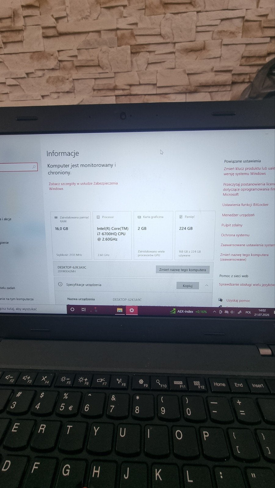 Lenovo T460p Laptop met oplader -, Computers en Software, Windows Laptops, Gebruikt, SSD, 2 tot 3 Ghz, 16 GB, Ophalen