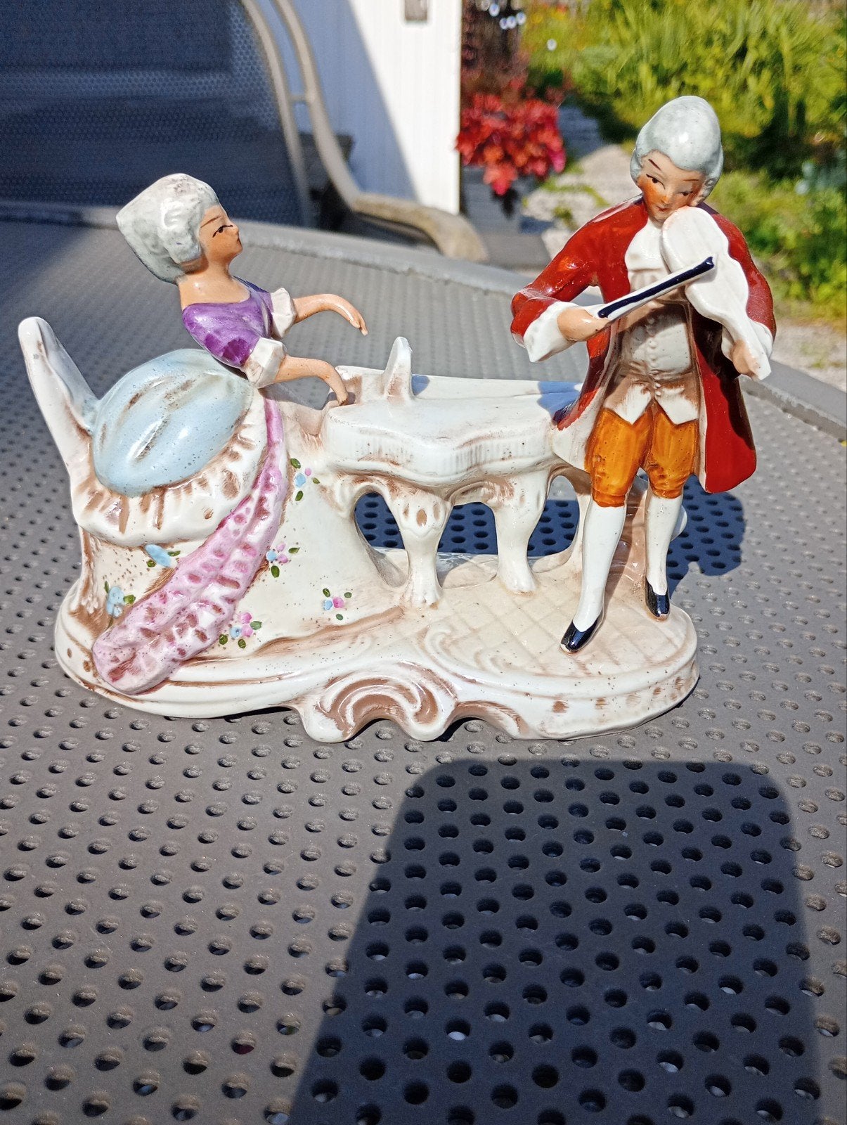 Vintage Porseleinen Beeldje: Muzikaal Paar, Ophalen of Verzenden