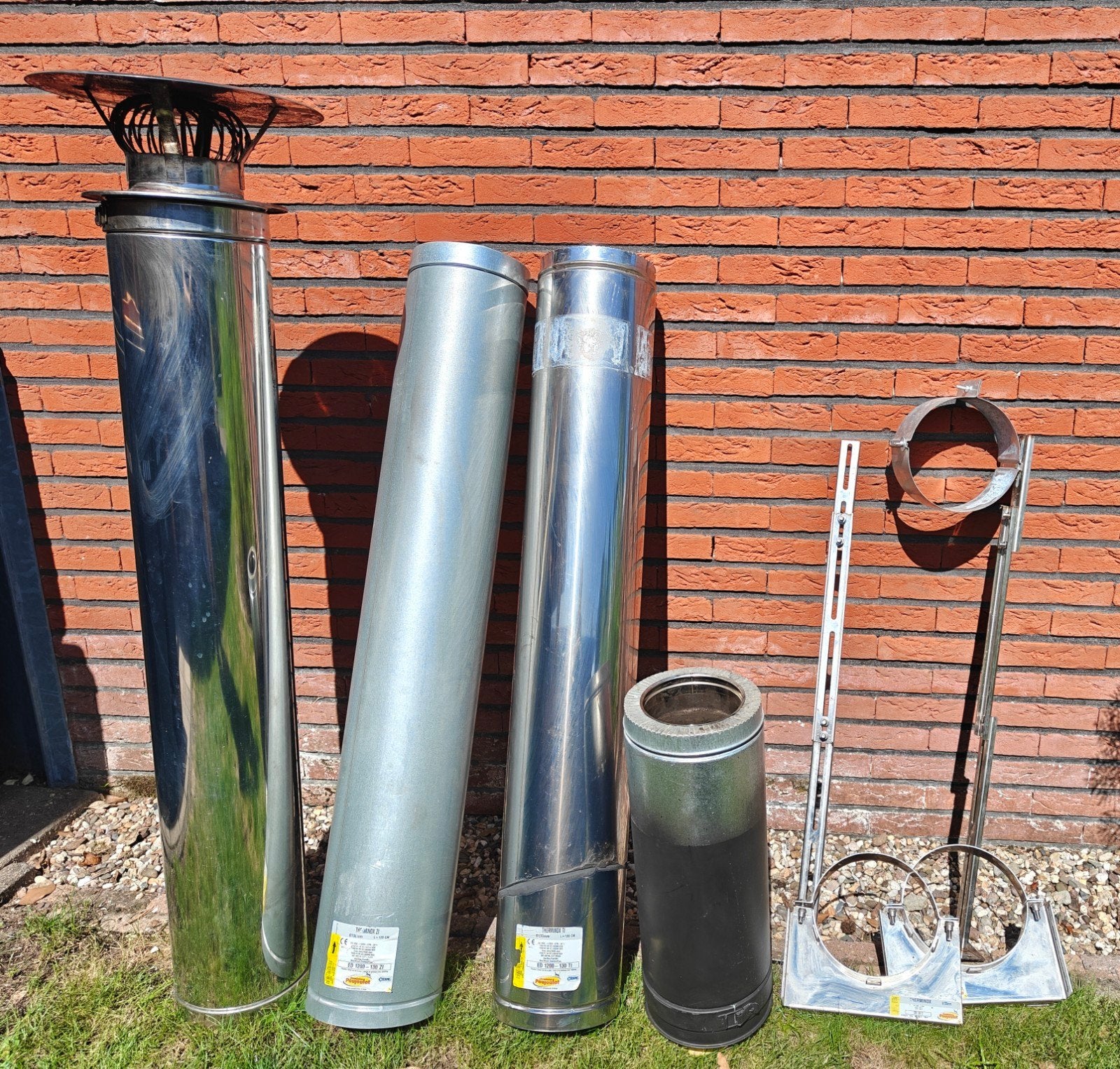 Therminox RVS dubbelwandige rookgasafvoer Ø130mm, Ophalen, Afvoer, Gebruikt, Rvs