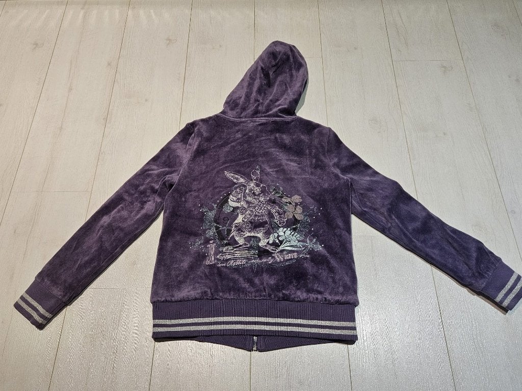 Disney Alice in Wonderland fluwelen velour paars hoodie XS-S, Disney, Paars, Ophalen of Verzenden, Zo goed als nieuw