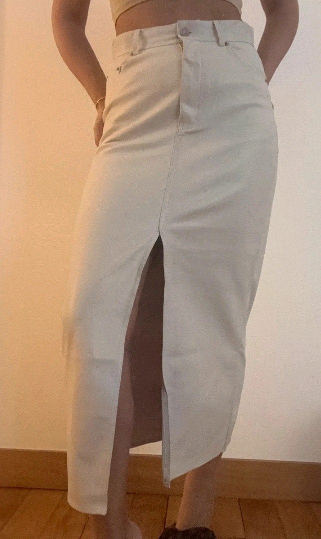 Beige (eco) leren rok van de  Zara maat S, Ophalen of Verzenden, Zo goed als nieuw, Maat 36 (S), Onder de knie