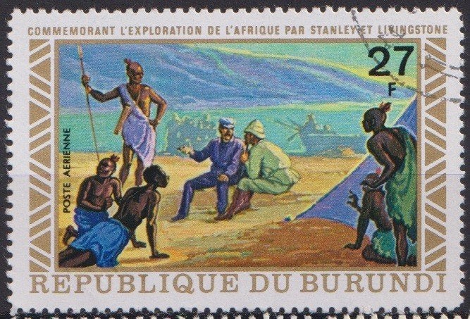 Burundi 1973 Ontdekking Livingstone 3x, Verzenden, Gestempeld, Overige thema's