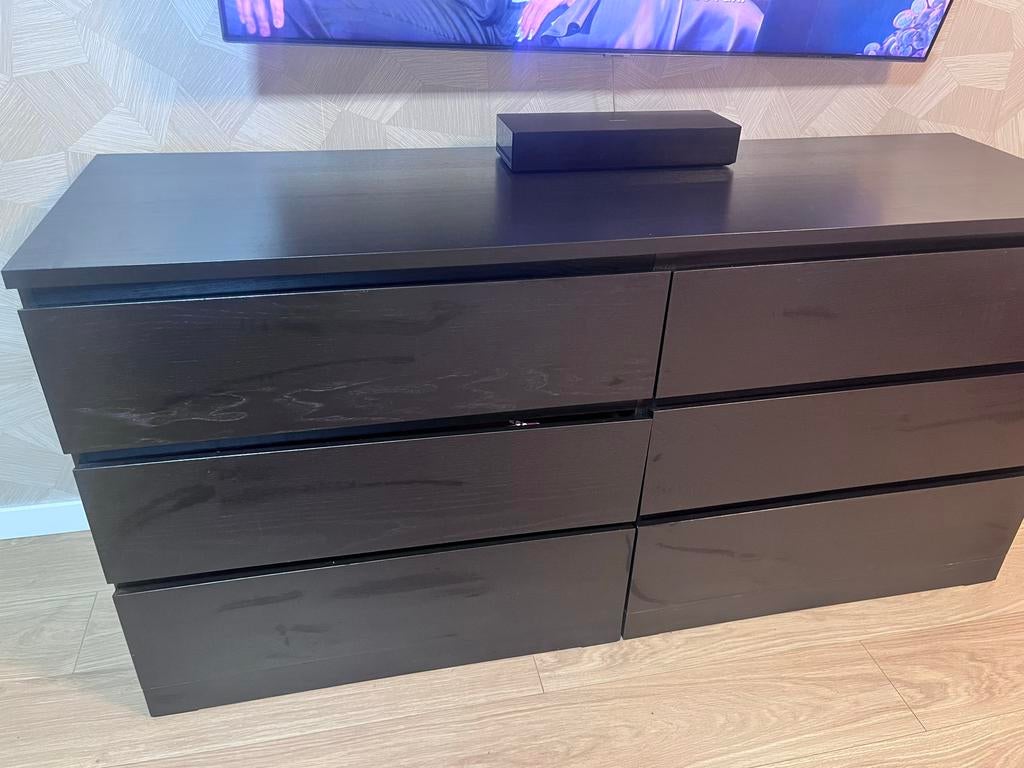IKEA Malm ladekast zwartbruin met 6 lades, Huis en Inrichting, Kasten | Ladekasten, 100 tot 150 cm, 5 laden of meer, Ophalen of Verzenden