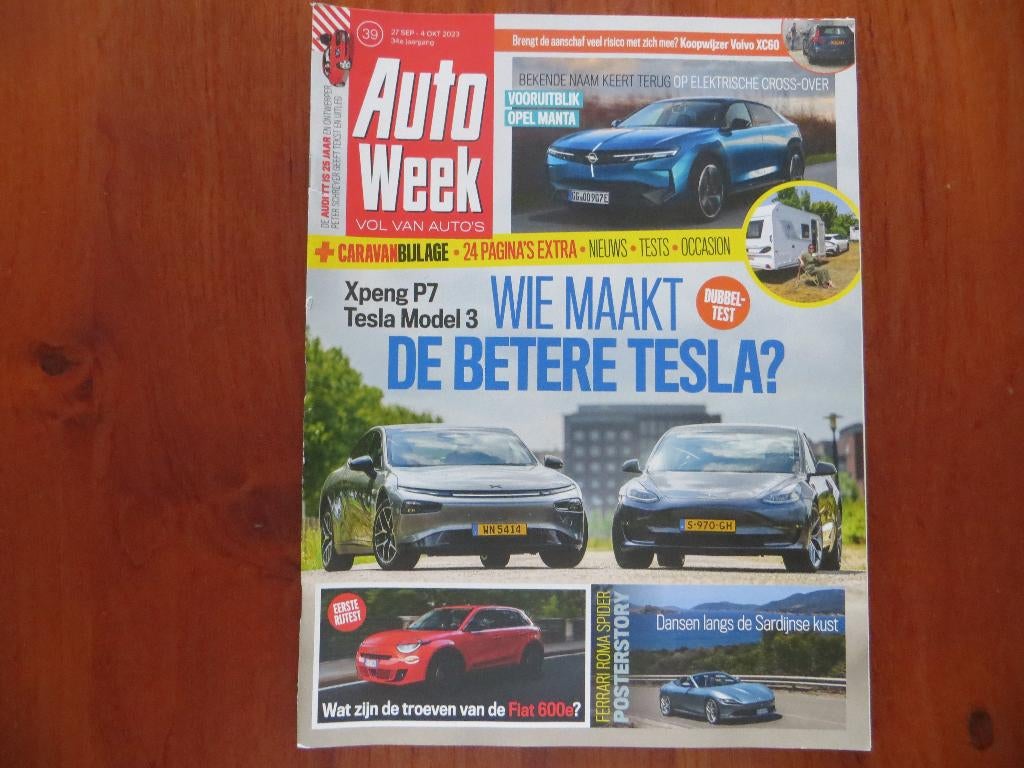 Autoweek 39 2023 Xpeng P7, Tesla Model 3, Fiat 600e, Ferrari, Ophalen of Verzenden, Nieuw, Ferrari