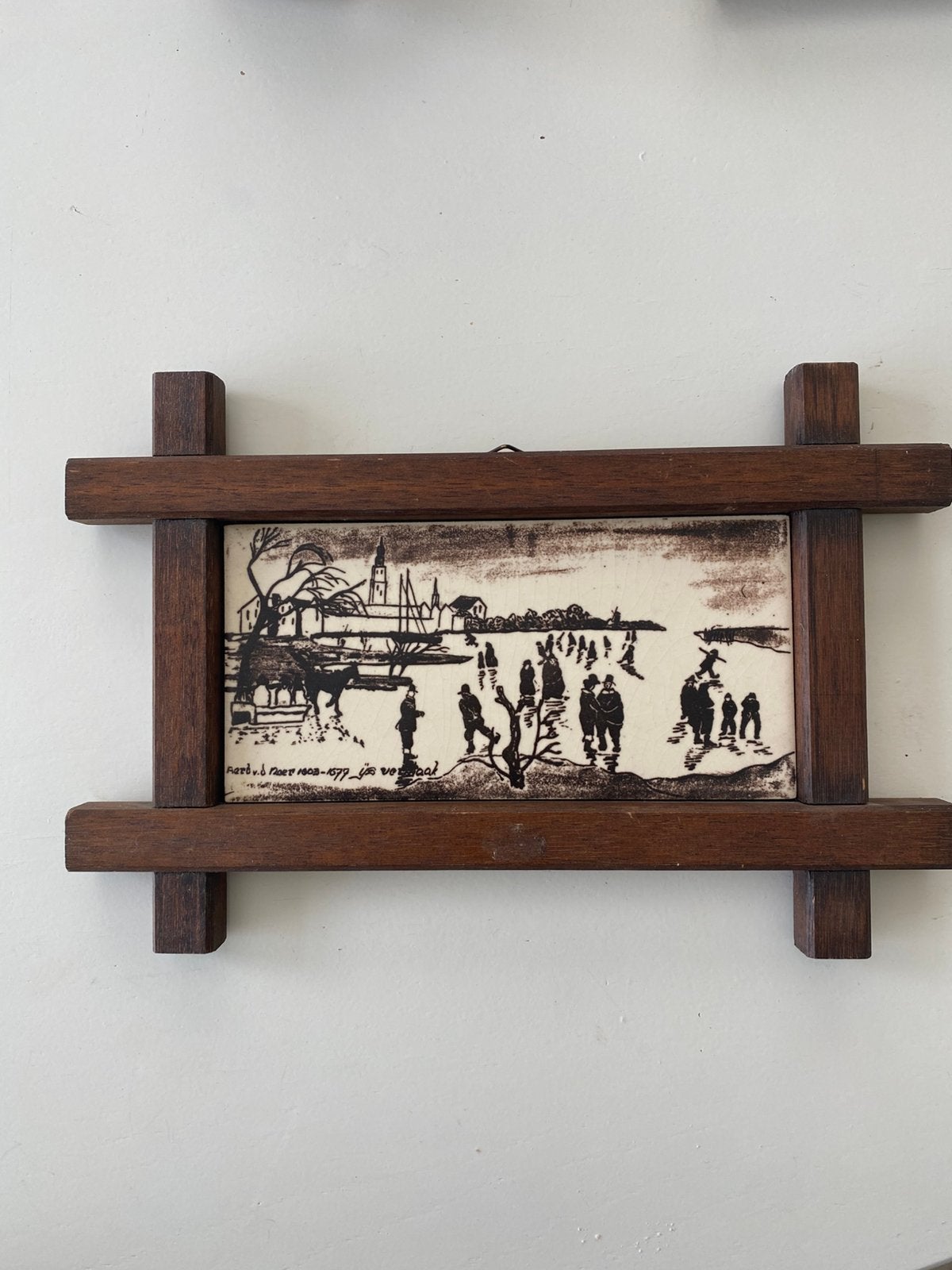 Vintage Tegeltableau Schaatsers Aert van der Neer, Antiek en Kunst, Ophalen of Verzenden