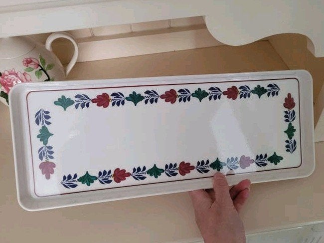 Mebel melamine dienblad - boerenbont - hapjes schaal, Ophalen of Verzenden, Zo goed als nieuw, Rechthoekig, Kunststof
