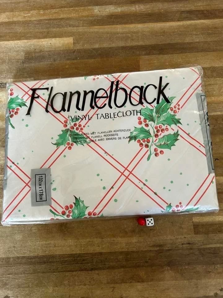 Vintage vinyl kersttafelkleed met flanellen achterzijde, Onbekend, Nieuw, Ophalen of Verzenden, Onbekend