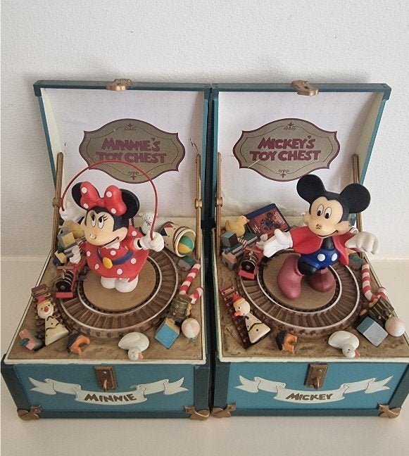 2 zeldzame Mickey & Minnie muziekdozen, vintage jaren 90, Ophalen of Verzenden