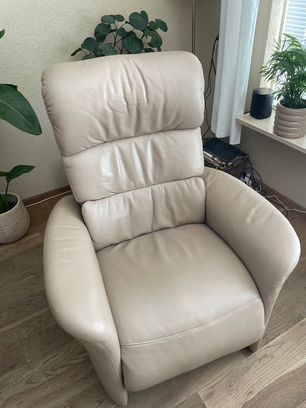 Leren relaxfauteuil - Hjort Knudsen - Zo goed als nieuw, Huis en Inrichting, Fauteuils, Ophalen, 100 tot 125 cm, Leer, Zo goed als nieuw