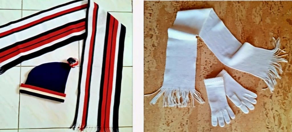 Vintage schaatsset voor hem en haar, Antiek en Kunst, Antiek | Kleden en Textiel, Ophalen of Verzenden