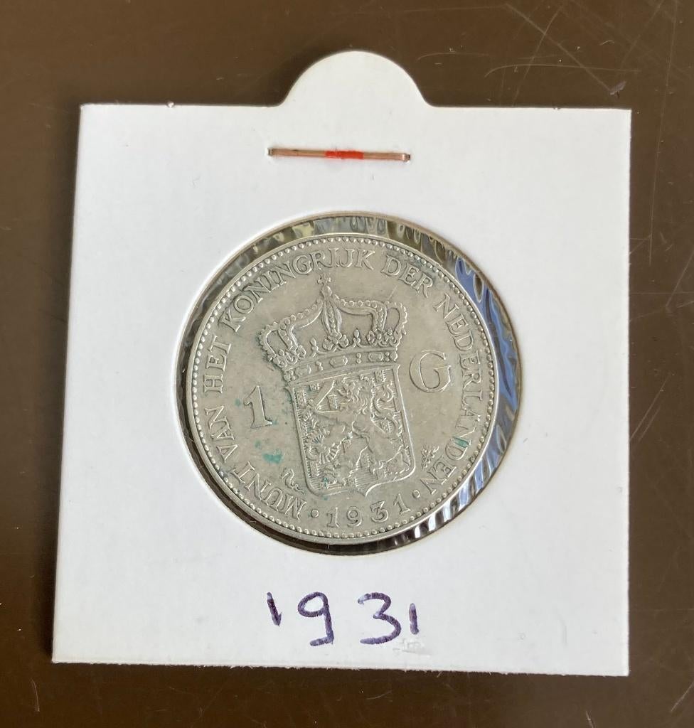 Zilveren  Gulden Wilhelmina 1931, Postzegels en Munten, Munten | Nederland, 1 gulden, Verzenden, Zilver, Koningin Wilhelmina