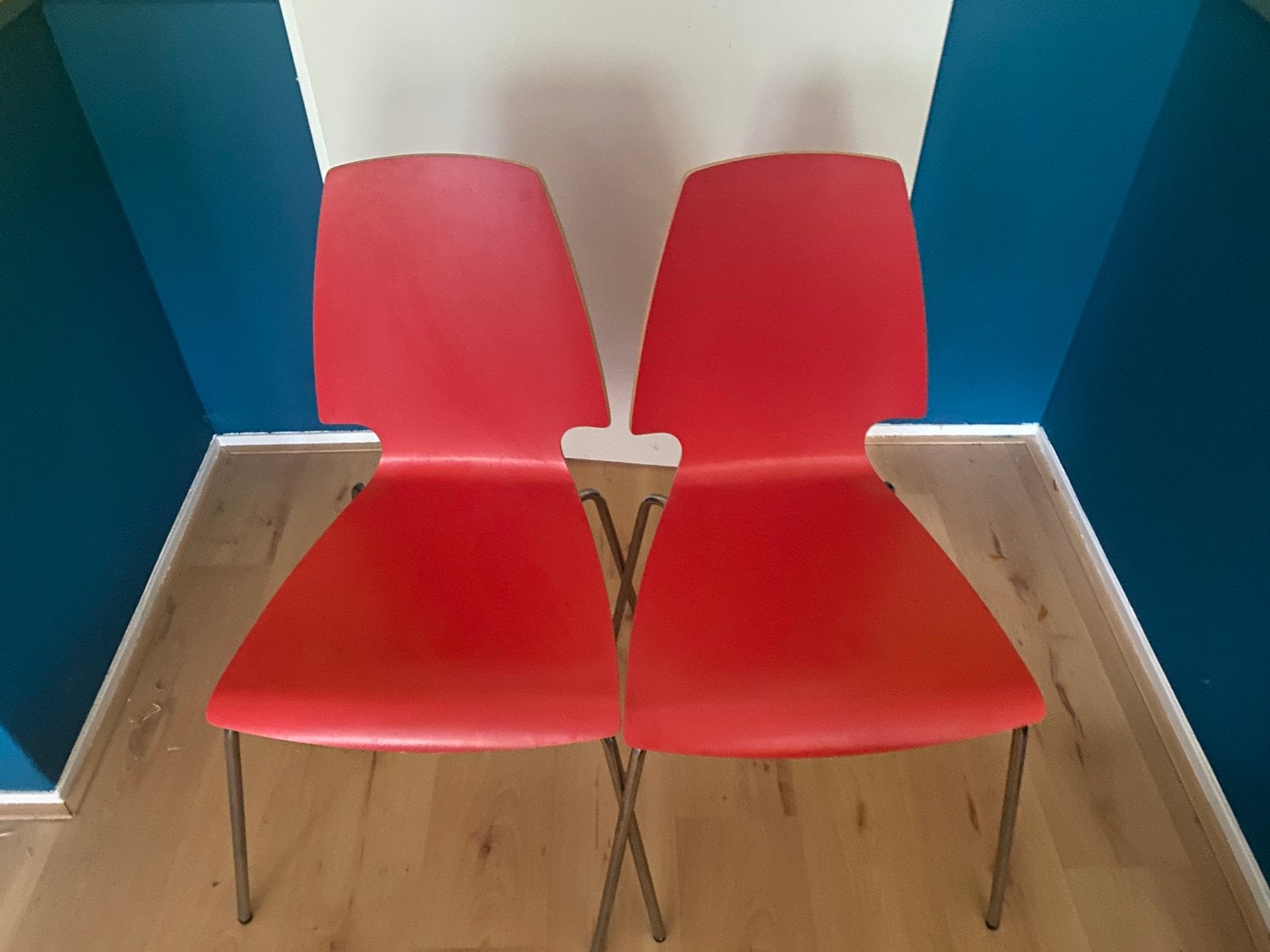 Rode eetkamerstoelen IKEA vilmar, Ophalen, Twee, Zo goed als nieuw, Hout