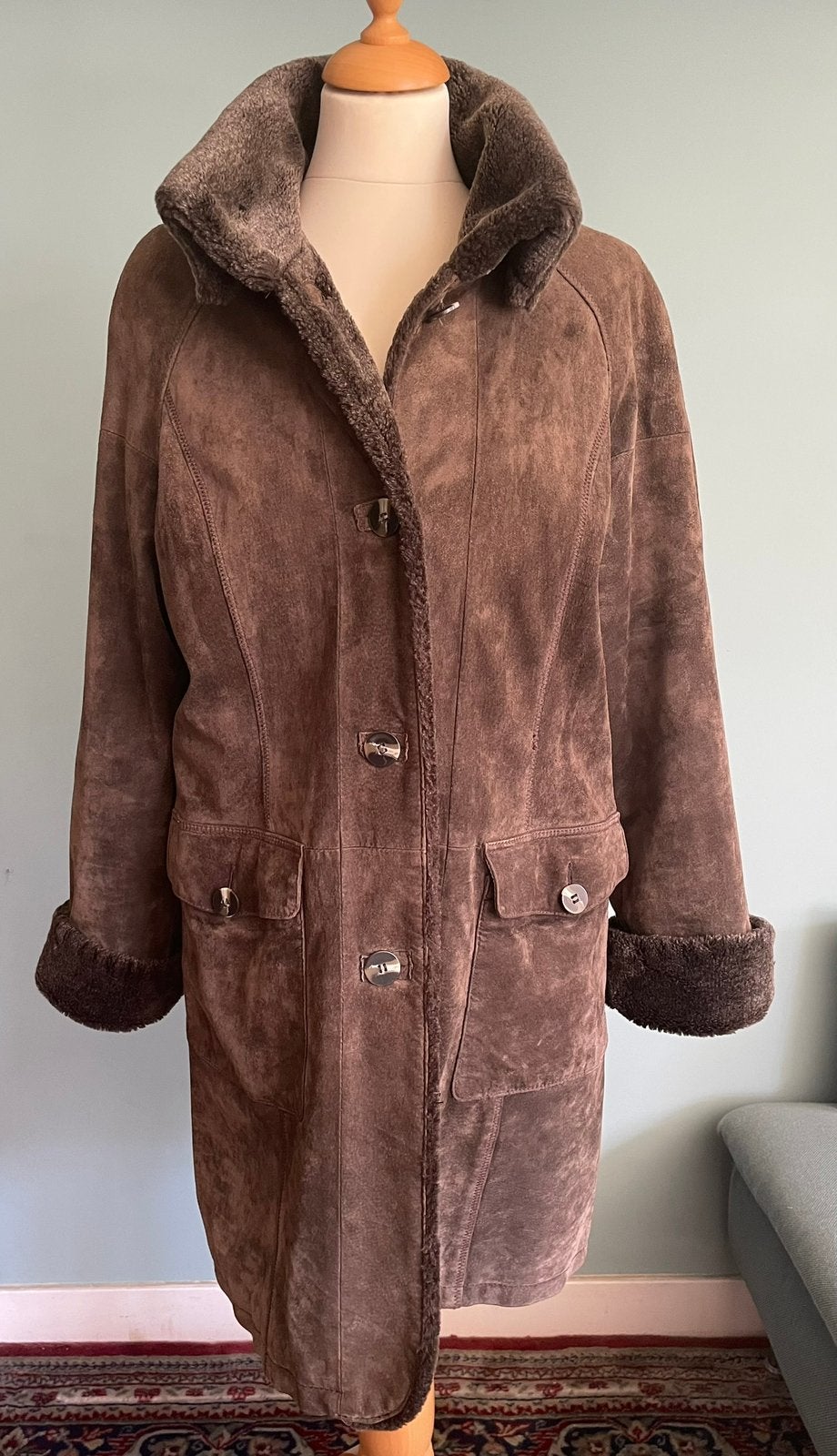 Bruin suede leren lammy jas luxe merk Arma, nwprijs 1.400€, Kleding | Dames, Ophalen of Verzenden, Gedragen, Maat 42/44 (L), Bruin