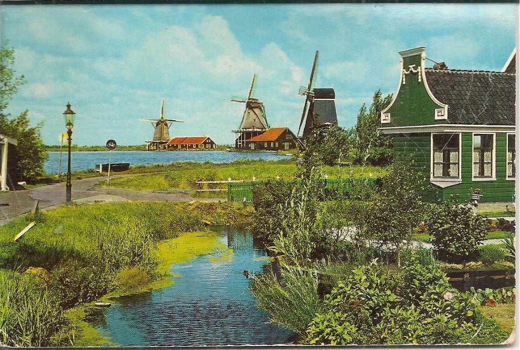 Ansichtkaart Zaanse Schans met molens en huisjes, Ophalen of Verzenden, 1960 tot 1980, Gelopen, Noord-Holland