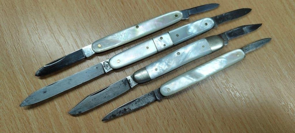 zakmes x4 parelmoer, Verzenden, Gebruikt