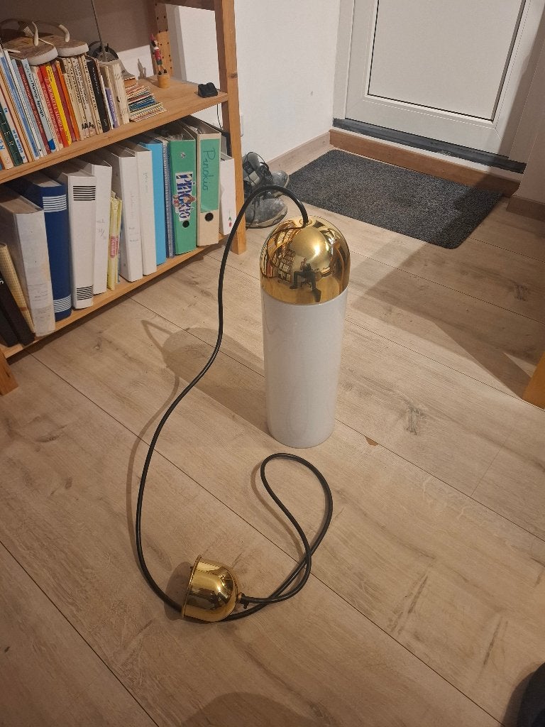 Videlamp Glashütte Limburg, messing met melkglas, Huis en Inrichting, Ophalen of Verzenden, Zo goed als nieuw, Glas