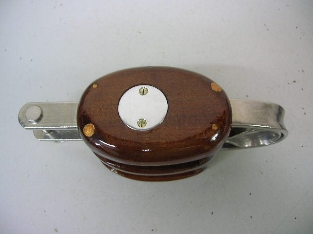 Houten Blok / Katrol, dubbelschijfs + hondsvot, 12 mm, Ophalen of Verzenden, Nieuw, Lijn of Blok