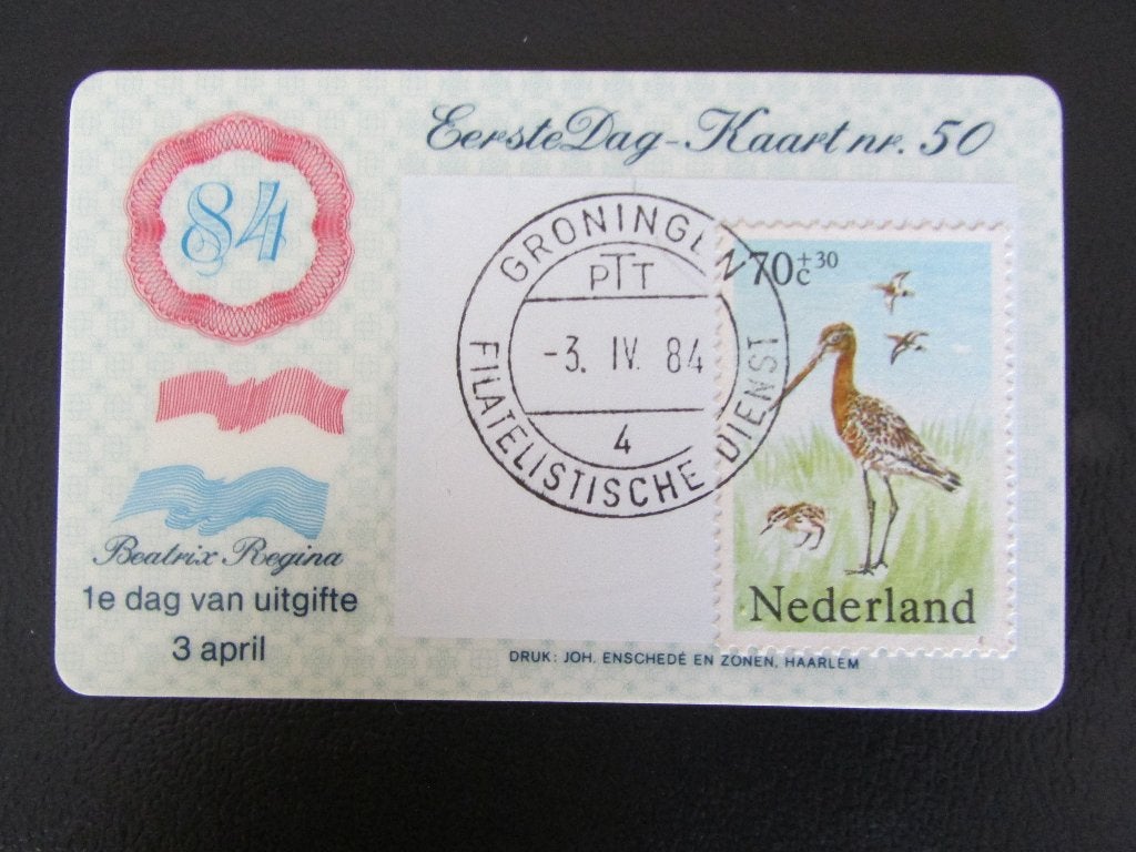 Postzegel Vogel: Eerste Dag Card Grutto uit Nederland, Ophalen of Verzenden, Gestempeld, Dier of Natuur