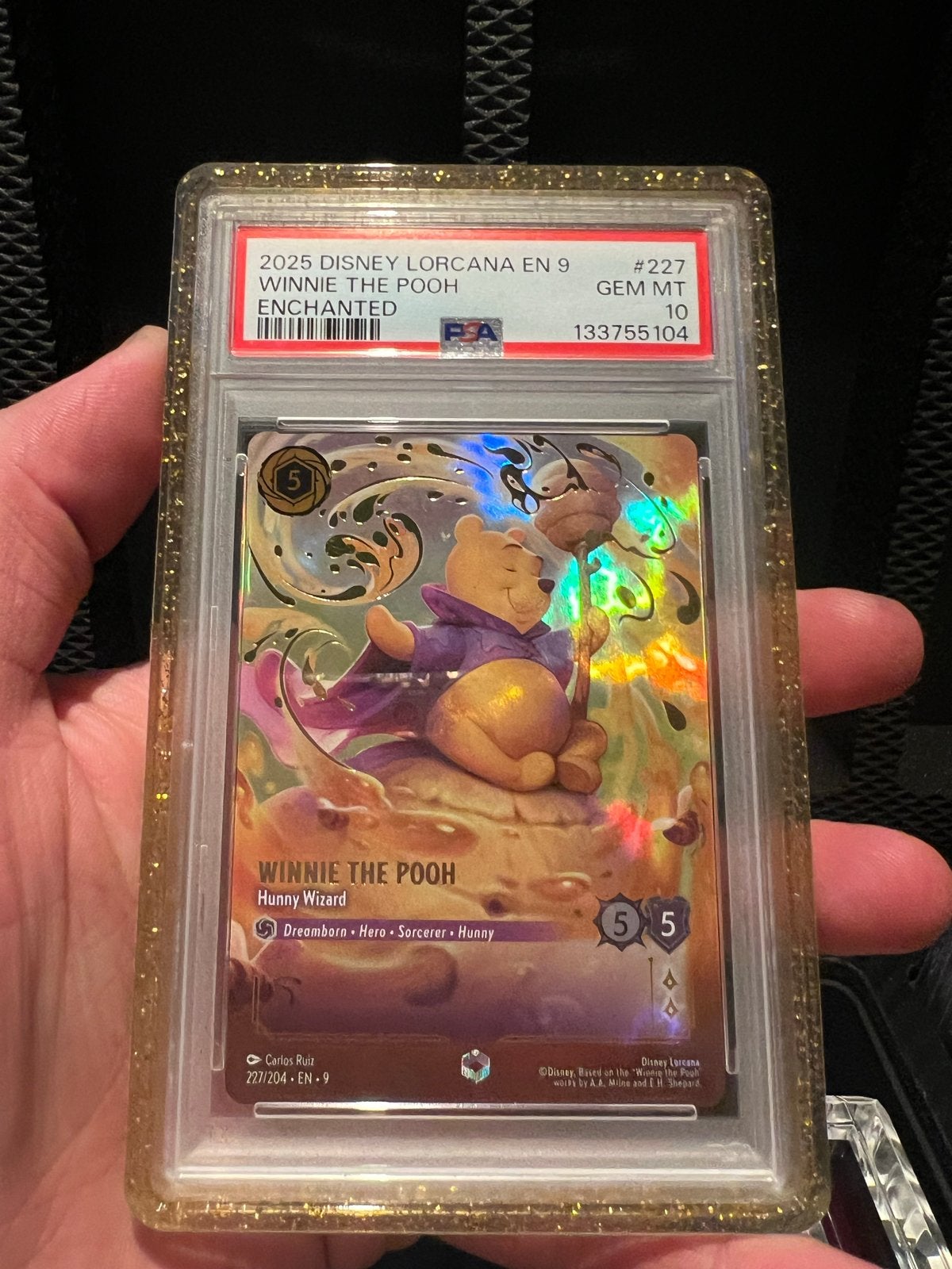 Disney Lorcana Winnie The Pooh Enchanted PSA 10, Ophalen of Verzenden, Zo goed als nieuw, Losse kaart, Foil