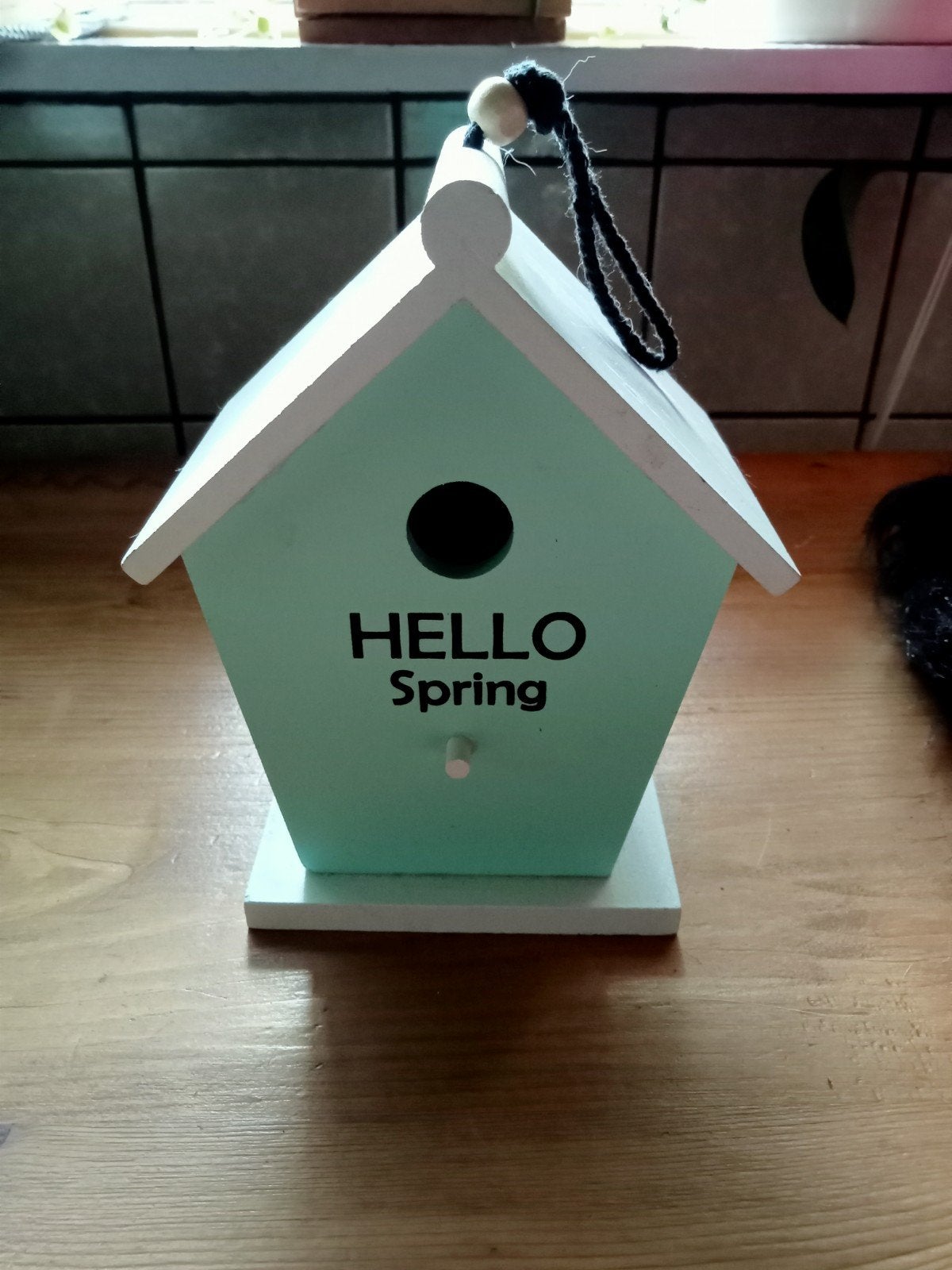 Super leuk houten vogelhuisje in wit en zacht groen, Ophalen of Verzenden, Zo goed als nieuw