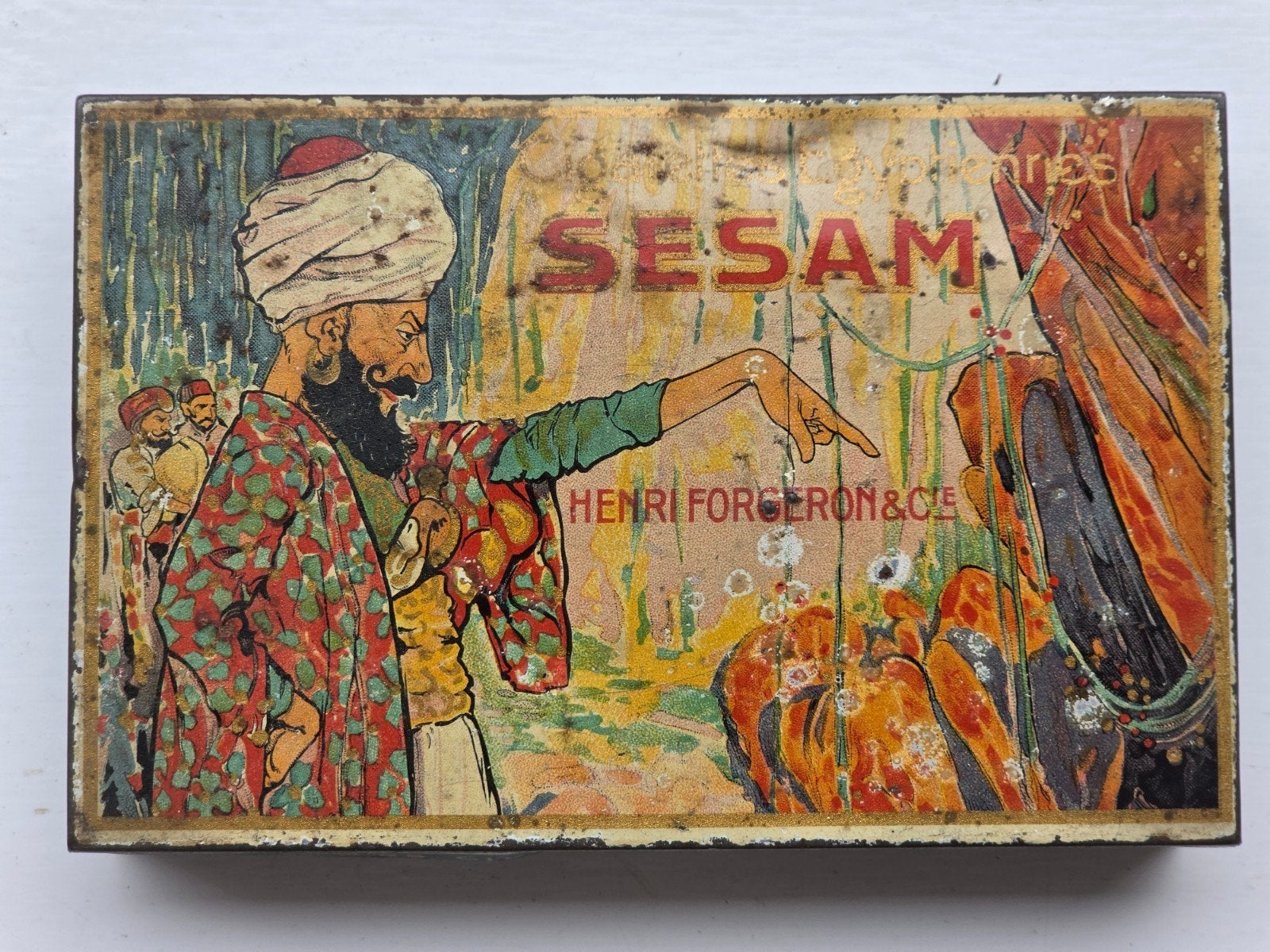 Sesam Egyptiennes Egypte Cigarettes blik Henri Forgeron, Verzamelen, Blikken, Ophalen of Verzenden, Gebruikt, Overige