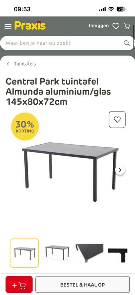 Tuintafel aluminium/glas 145x80x72 + 2 stoelen, Tuin en Terras, Zonneschermen, Minder dan 150 cm, Ophalen, Gebruikt, Knikarmscherm