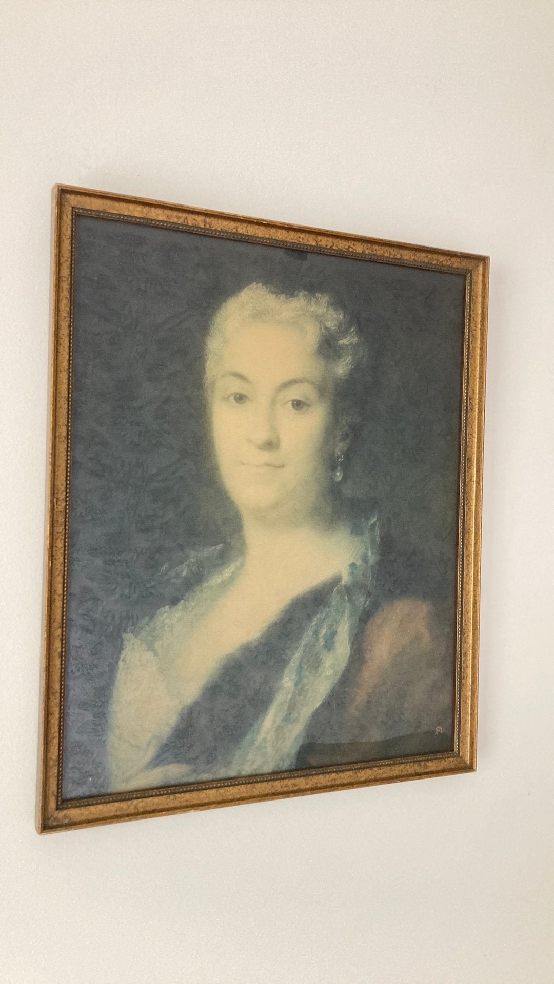 Oude goudkleurige lijst portret Rosalba Carriera, 18 eeuw, Ophalen of Verzenden, Hout, Minder dan 50 cm
