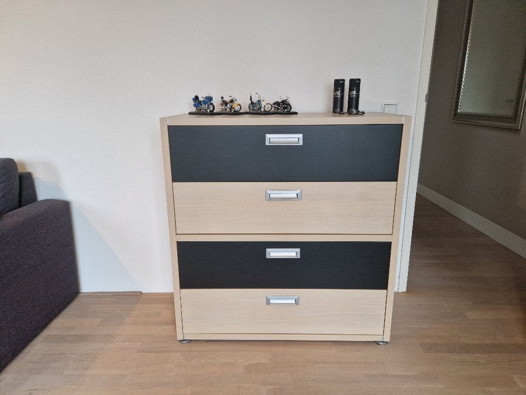 Ladekast met 4 laden, Ophalen, Modern en stoer, Eikenhout, 50 tot 100 cm
