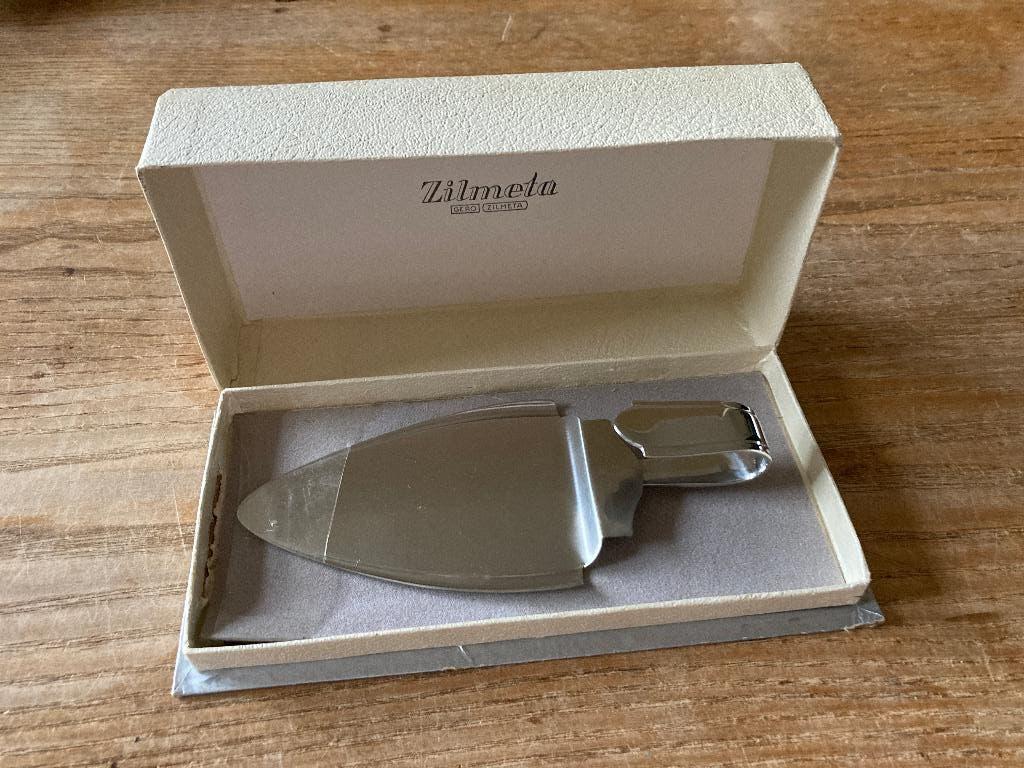 Vintage Gero Zilmeta taartschep + doos - 573 stropdas - zgan, Ophalen of Verzenden
