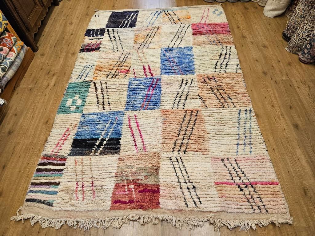 Handgeknoopt oosters tapijt berber Beni Mrirt 290x190, Info@SlatsAntiek.nl, Berber Marokkaans, Crème, 150 tot 200 cm