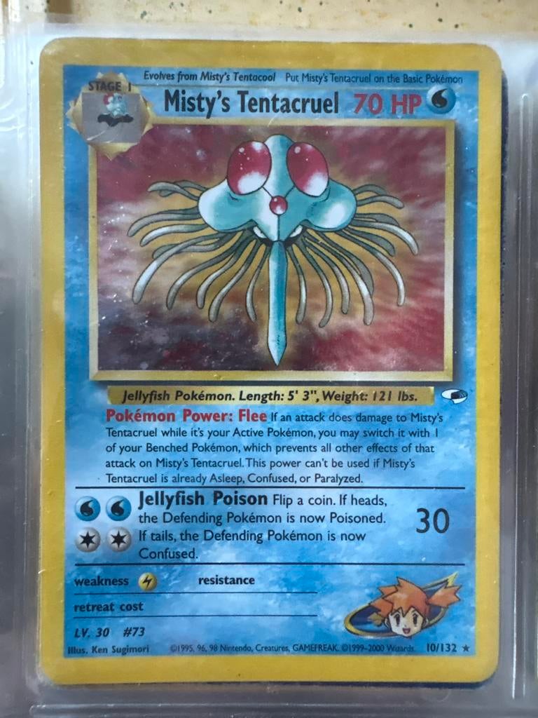 Misty's Tentacruel 10/132 Pokémon Kaart - Holo Rare, Ophalen, Gebruikt, Losse kaart, Foil