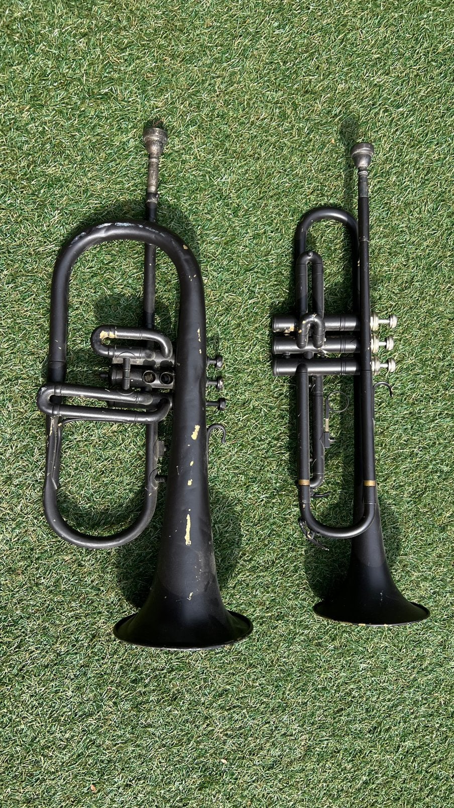 Oude bugel en trompet, Muziek en Instrumenten, Blaasinstrumenten | Trompetten, Ophalen of Verzenden, Gebruikt, C-trompet