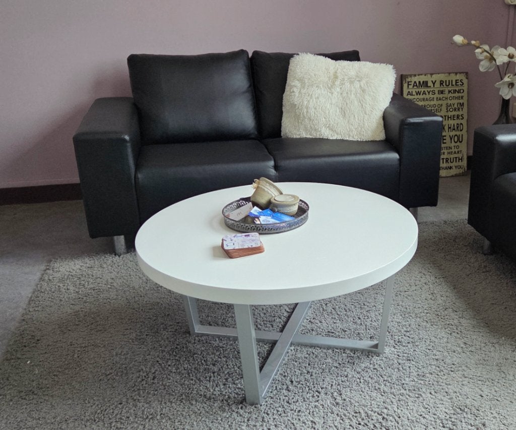 Salon tafel, Ophalen, Hoogglans, 100 tot 150 cm, Rond
