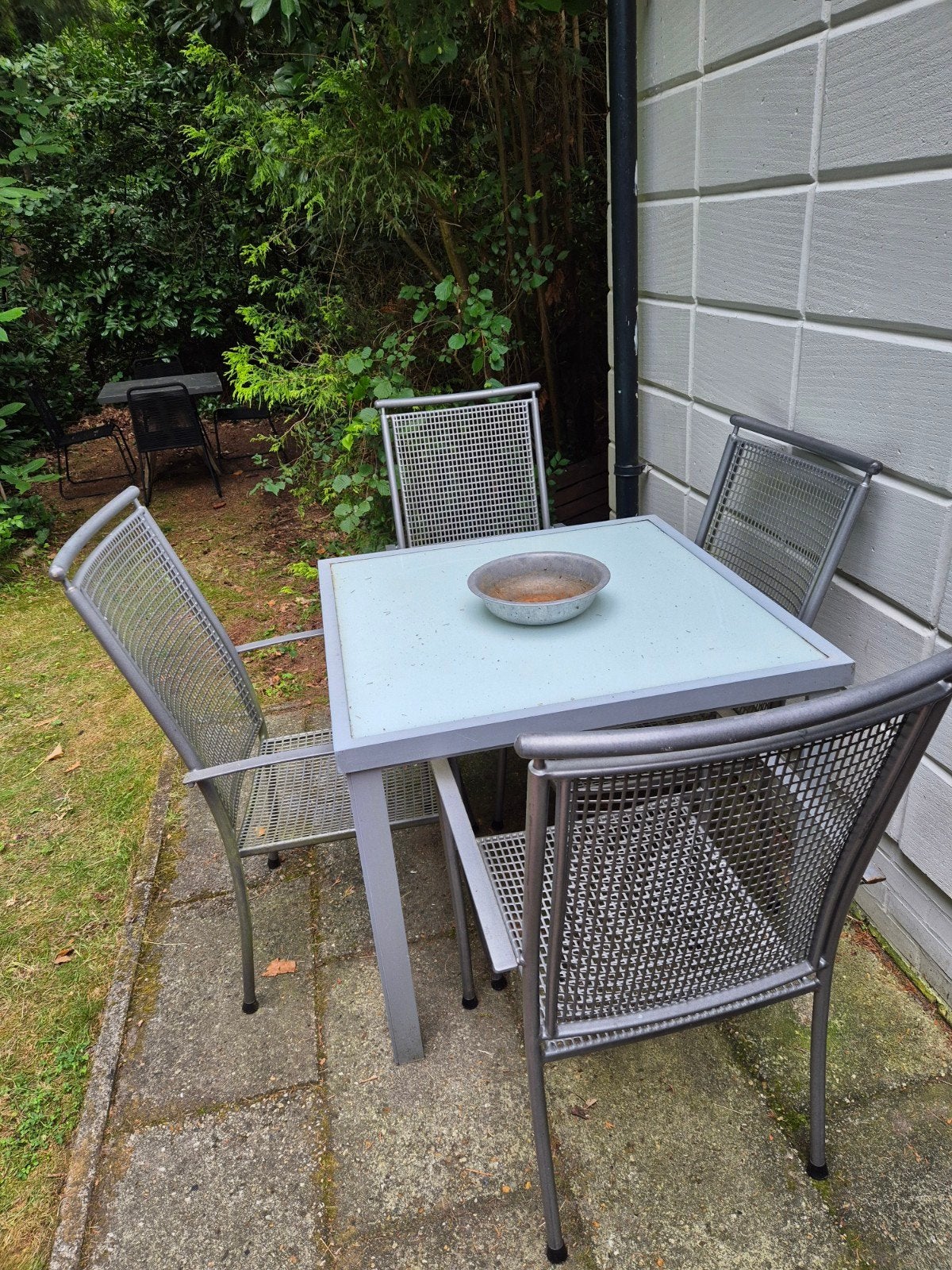 Goede kwaliteit tafel en stoelen, Ophalen, 4 zitplaatsen, Gebruikt, Aluminium