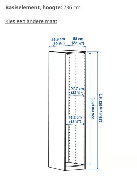 Hoge kast Pax, Ophalen, Met deur(en), Gebruikt, 200 cm of meer