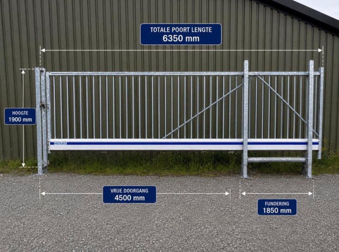 Heras aluminium vrijdragende schuifpoort lengte 6,35 m, Ophalen, Zo goed als nieuw, IJzer, Tuinhek
