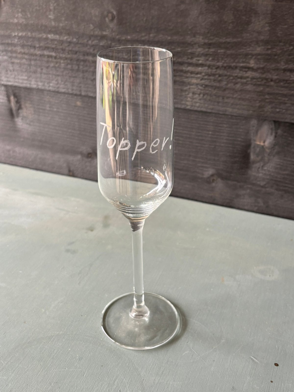‘Topper’ gegraveerd champagneglas, Ophalen of Verzenden, Nieuw