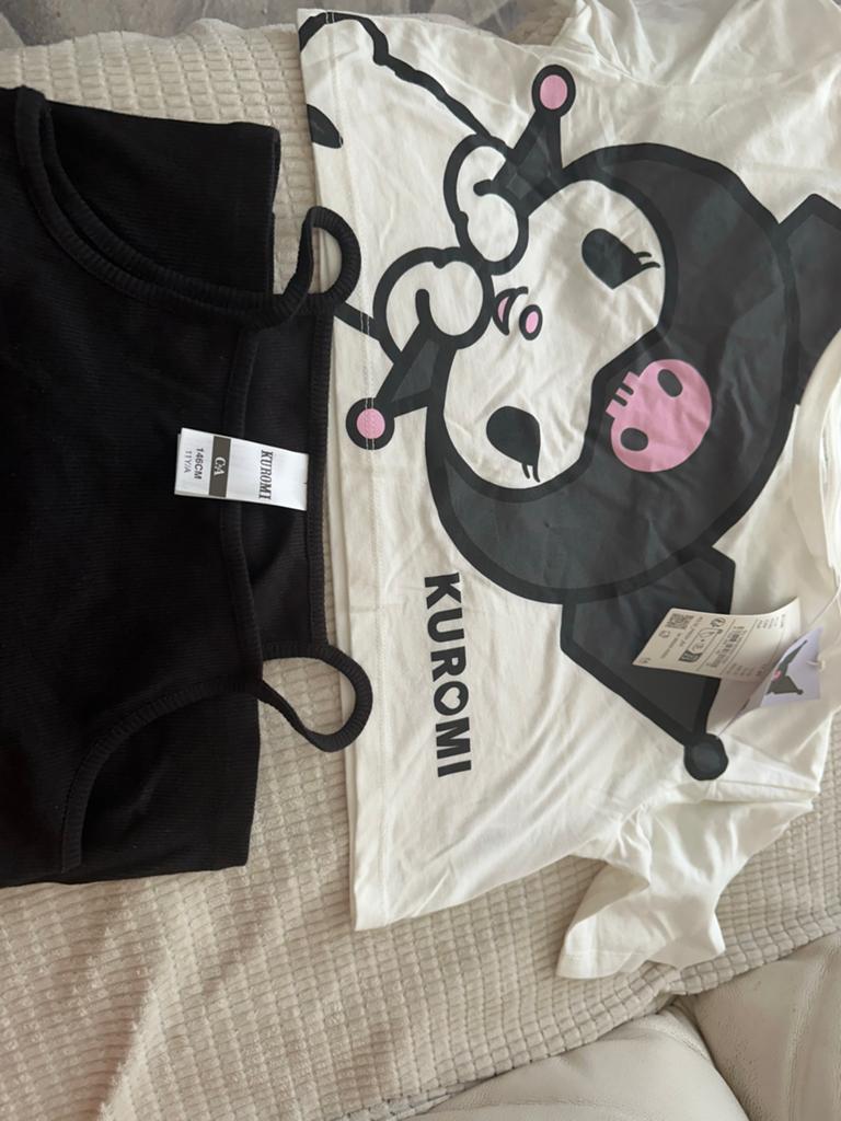 Kuromi T-shirt en Zwart Topje Set - Maat 146, Kinderen en Baby's, Ophalen of Verzenden, Nieuw