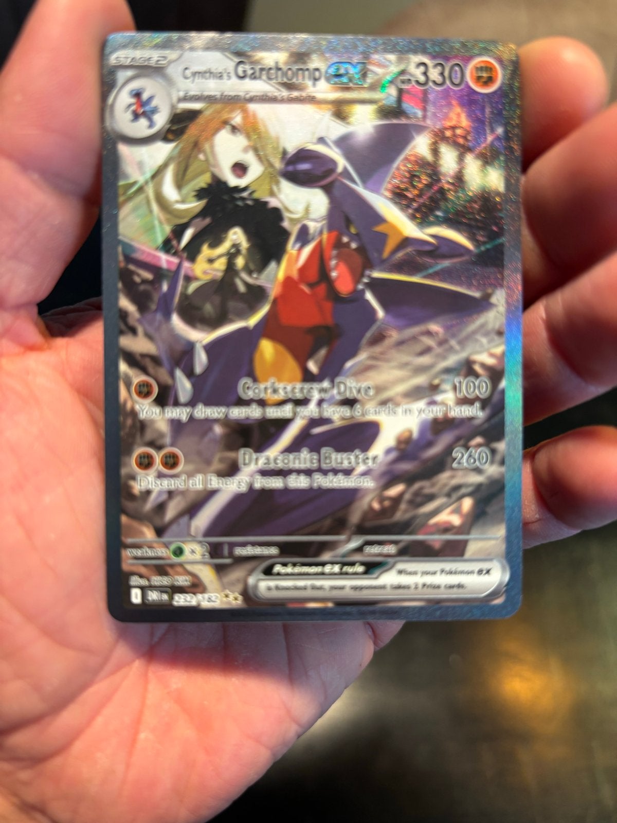Cynthia's Garchomp ex 212/182 Full Art Pokémon Kaart, Ophalen of Verzenden, Zo goed als nieuw, Losse kaart, Foil