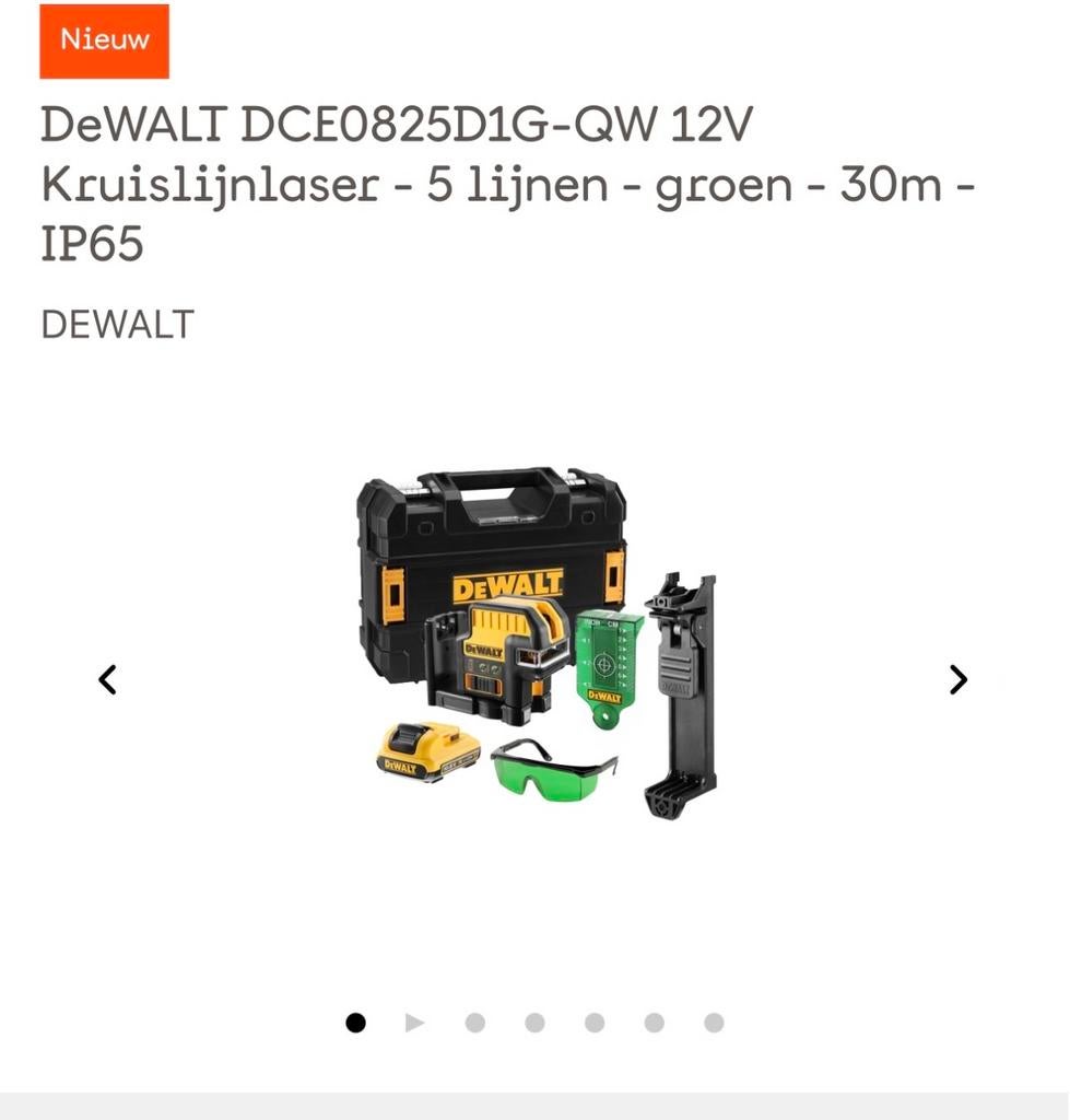 Dewalt Lijnlaser met 5 punten - DCE089D1G - Groene Laser, Doe-het-zelf en Verbouw, Ophalen of Verzenden, Nieuw, Overige meters