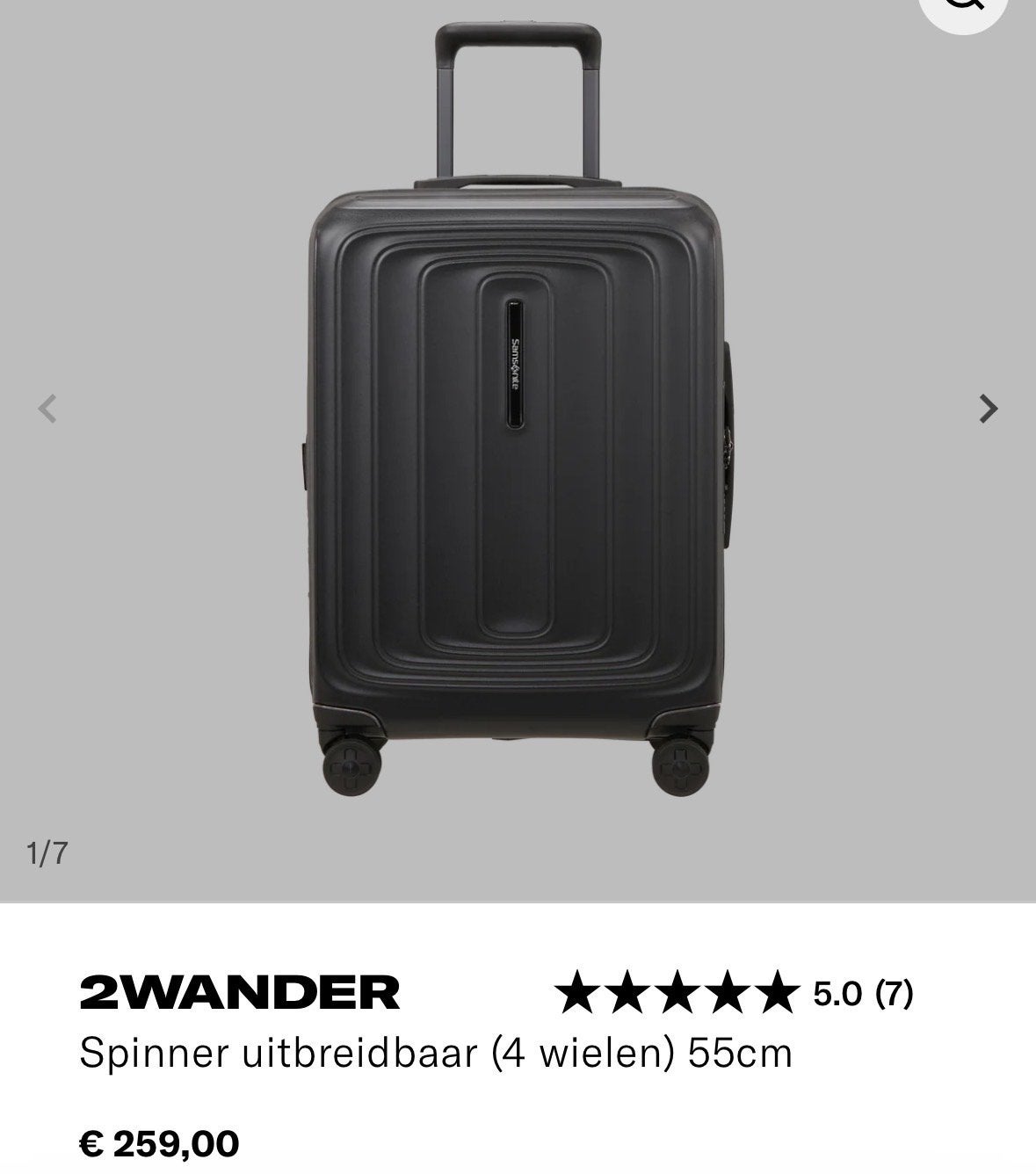 Samsonite 2WANDER Spinner Koffer Zwart 55cm, Ophalen, 50 tot 60 cm, Hard kunststof, 35 tot 45 cm