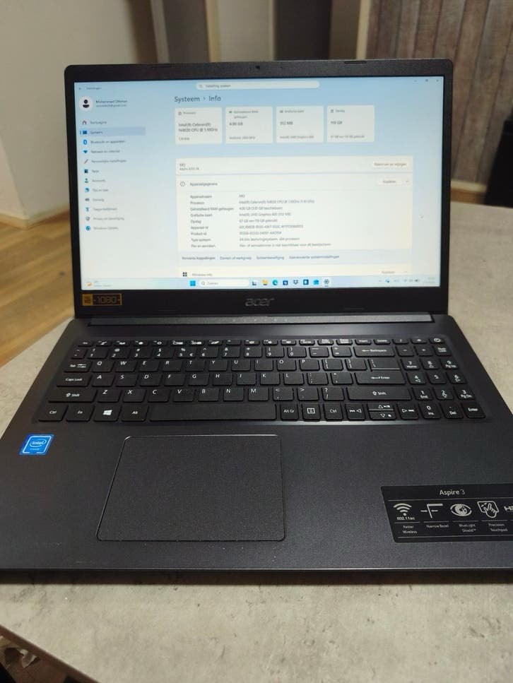 Acer Aspire 3 A315-34 Laptop - Intel Celeron N4020, 4GB RAM, Computers en Software, Windows Laptops, Ophalen, Minder dan 2 Ghz