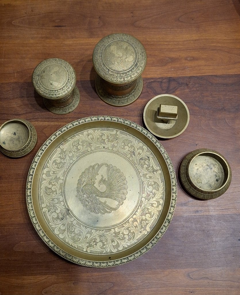 Rokersset messing (java) vintage, Ophalen of Verzenden, Koper