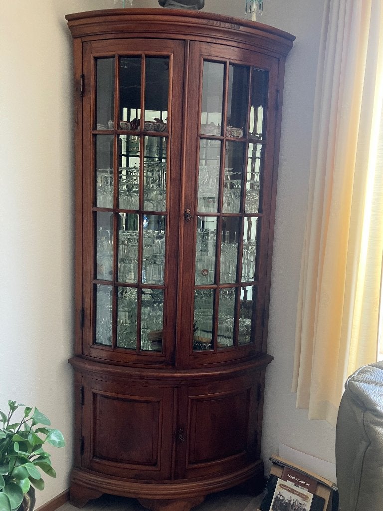 Vitrine hoek kast, Ophalen, Gebruikt, 50 tot 100 cm, 150 tot 200 cm