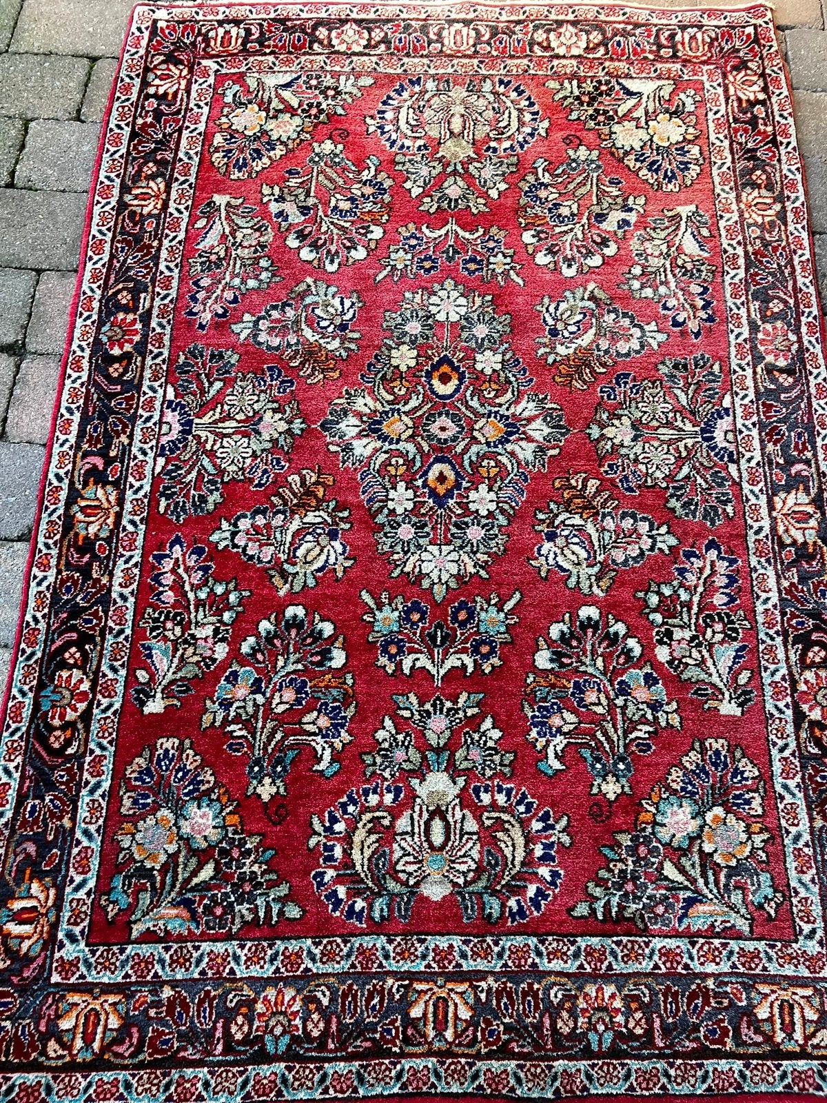 Perzisch tapijt, hand geknoopt, 106x160cm, vintage/antiek, Ophalen