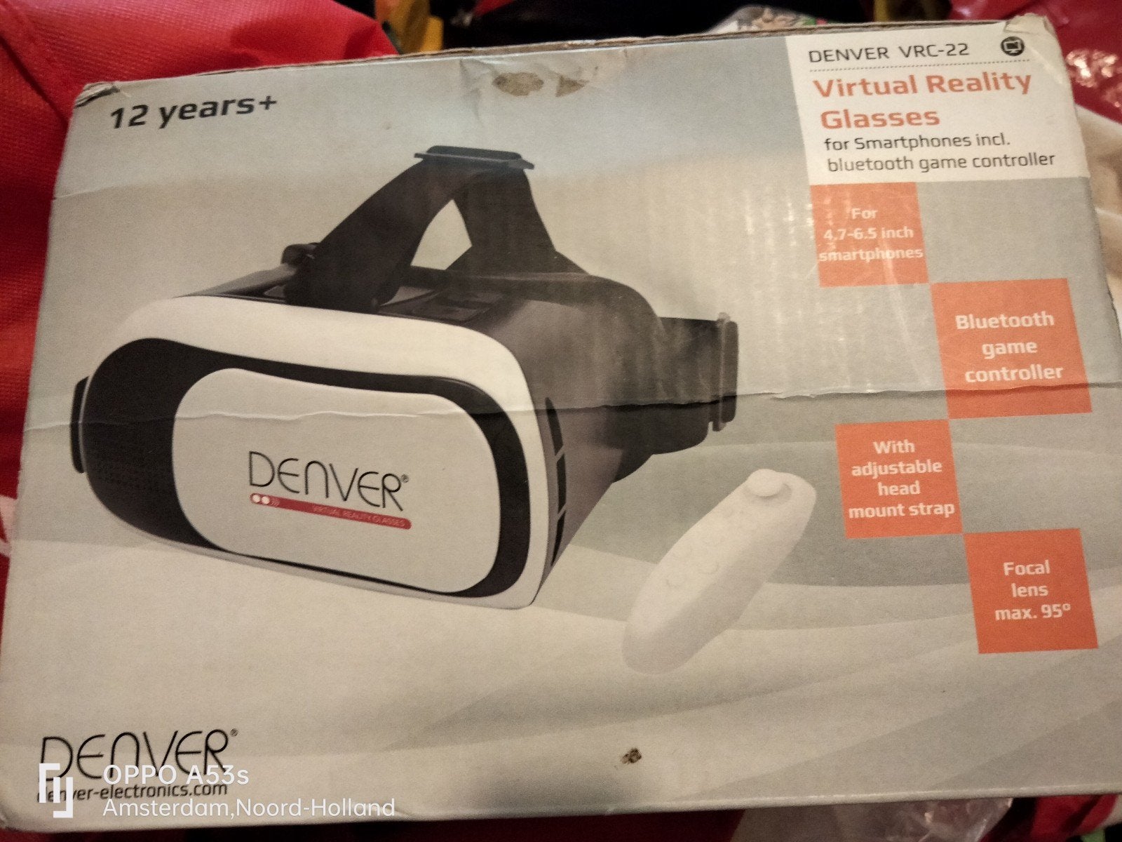 Denver VRC-22 VR-bril voor smartphones met controller, Ophalen of Verzenden, Zo goed als nieuw, VR-bril, Telefoon