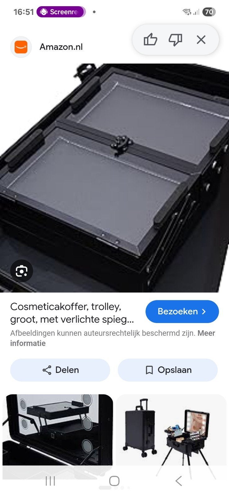 Uitklapbaar cosmetica onderdeel (vies, moet gereinigd), Ophalen, Gebruikt, Zwart, Met spiegeltje(s)