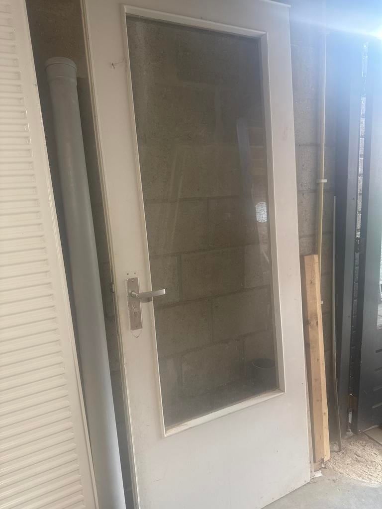 Stompe binnendeur met glas - 82x207 cm, Ophalen, Gebruikt, 80 tot 100 cm, Binnendeur